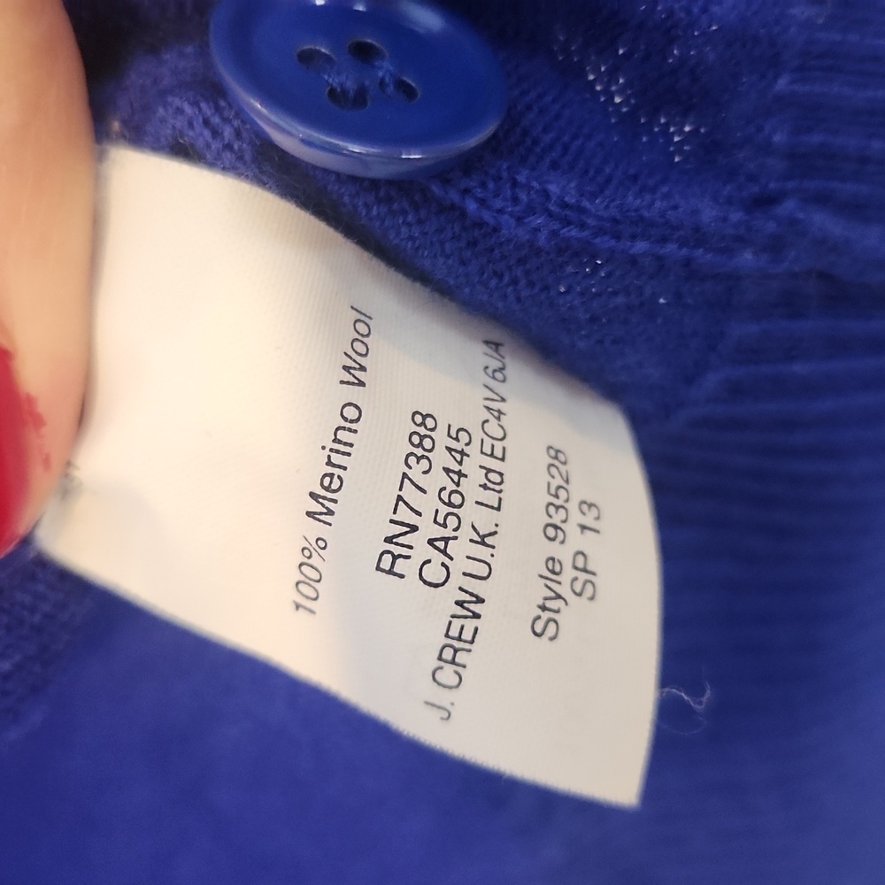 J. Crew Factory Merino Wool Royal Blue Cardigan Size XS - Picture 4 of 6